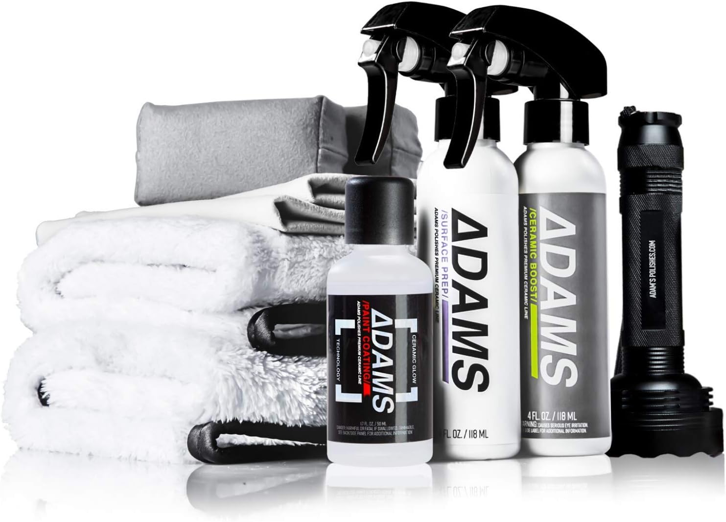 Adam's UV Paint Ceramic Coating Complete Kit - 9H Ceramic Coating Kit W/UV Flashlight | 5+ Years of Protection | Apply After Car Wash Clay Bar Car Polisher | Car Detailing Kit Boat RV Motorcycle