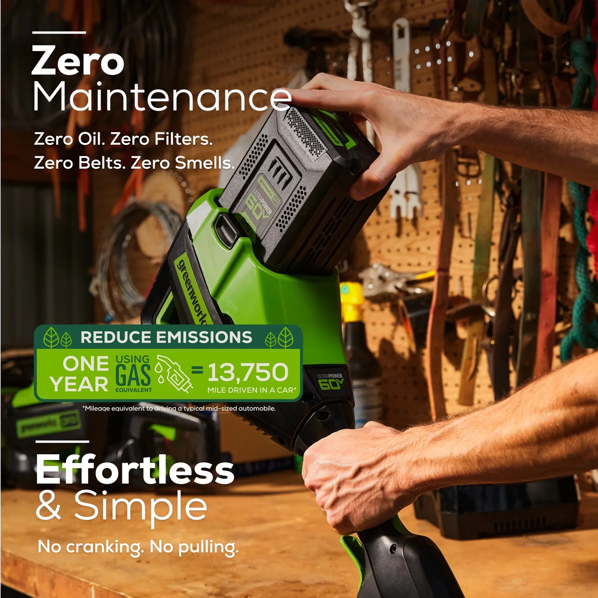 Greenworks 60V 16" Cordless Brushless String Trimmer/Edger with 2.5Ah Battery & Charger