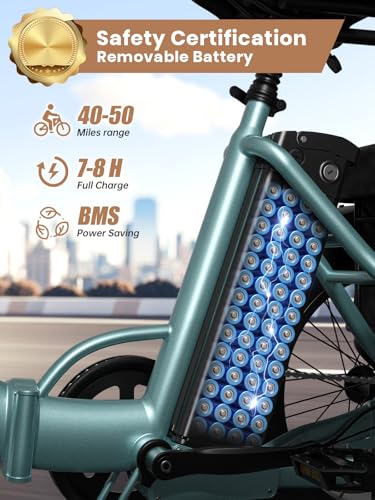 Electric Tricycle for Adults 960W Peak, 36V 15AH Battery Ebike 50 Miles Range with Large Rear Basket, Electric Trike 20" Fat Tire, Max 25MPH 3 Wheel Folding Electric Trike for Adults(Lava)