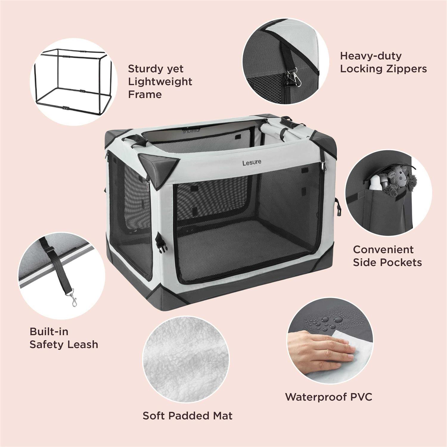 LE SURE Lesure Collapsible Dog Crate Portable Dog Travel Crate Kennel Dog - Pet Supplies online store