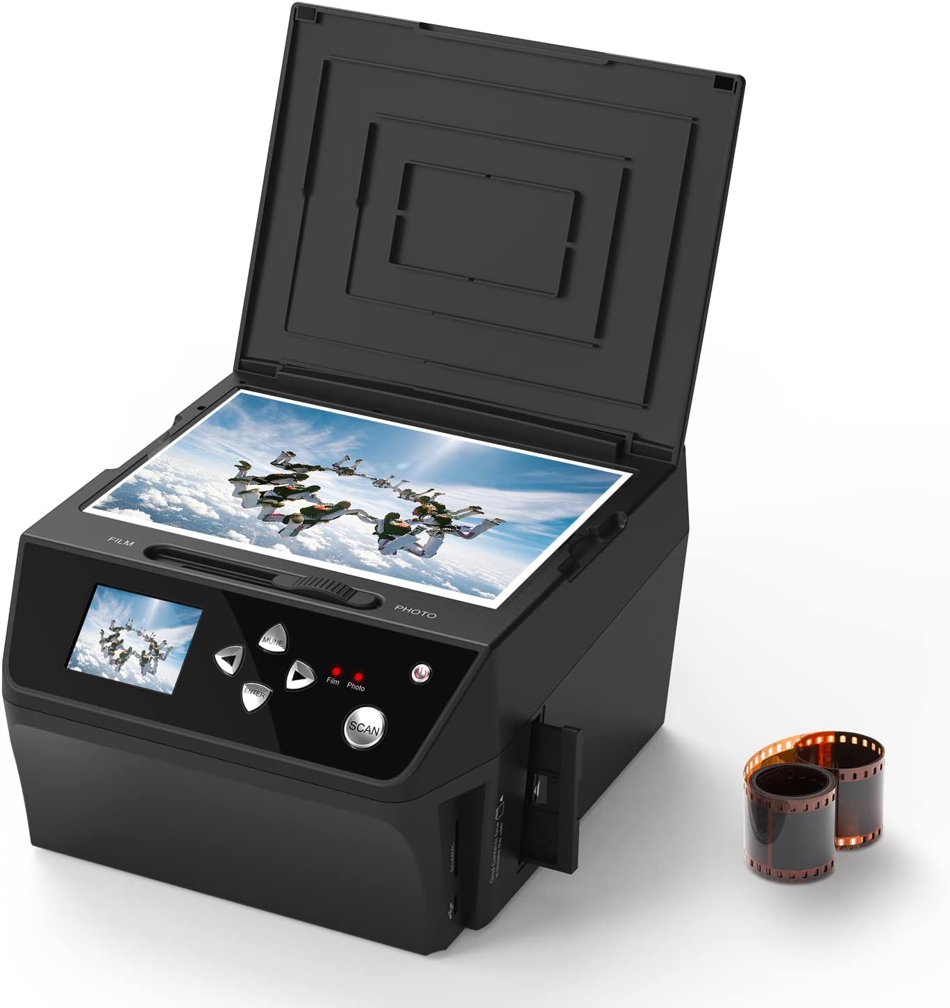 22MP Film &Slide Photo Multi-Function Scanner, Converts 135Film/35mm,110Film/16mmNegatives/Slide/Photo/Document/Business Card to HD 22MP Digital JPG Files, 8GB Memory Card Included