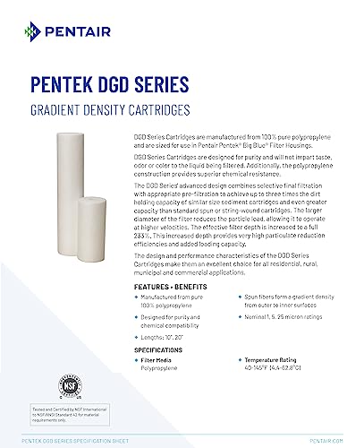 Pentair Pentek DGD Big Blue Sediment Water Filter, 10" x 4.5"