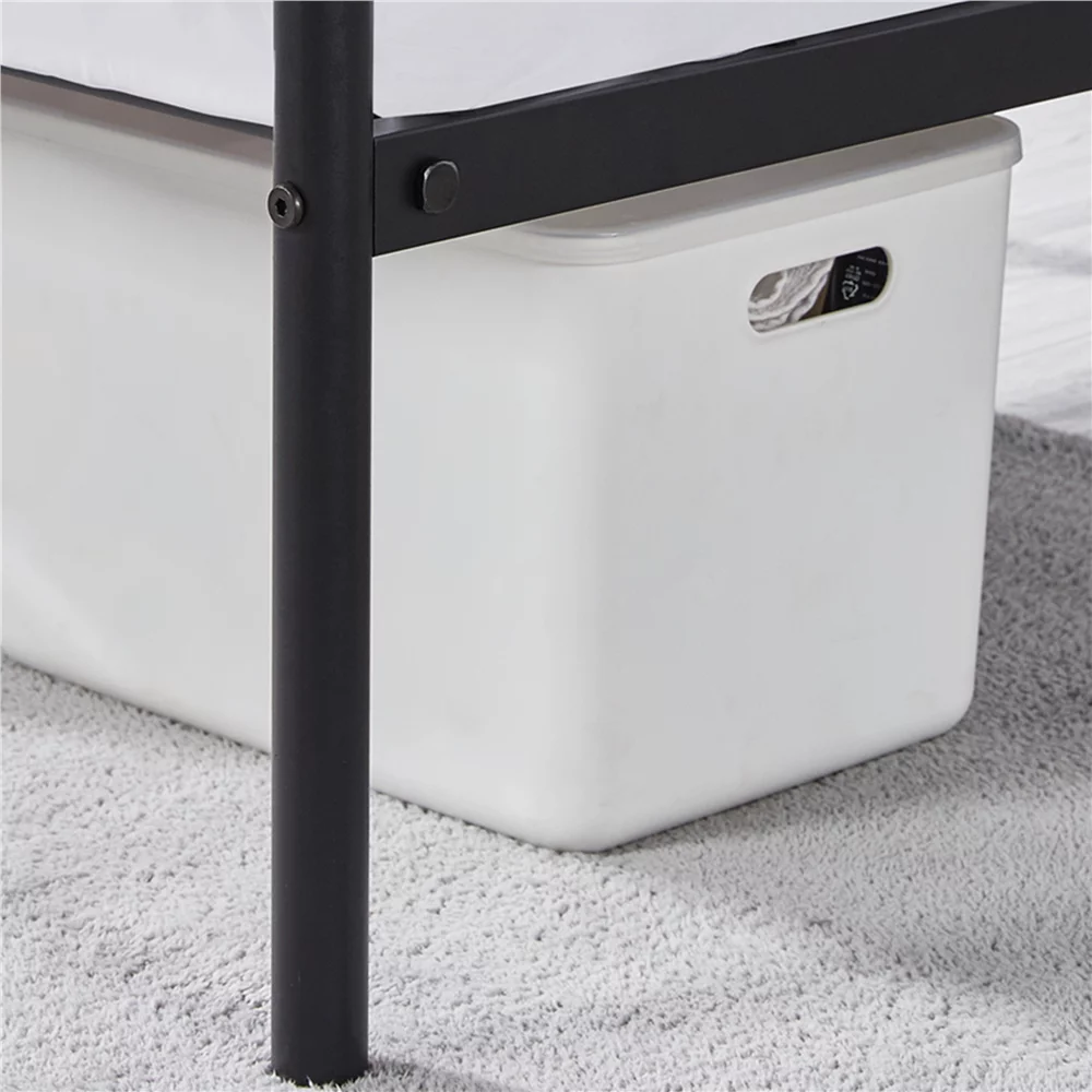 Topeakmart Four-poster Metal Canopy Platform Bed with Arched Headboard and Footboard, Queen Size, Black