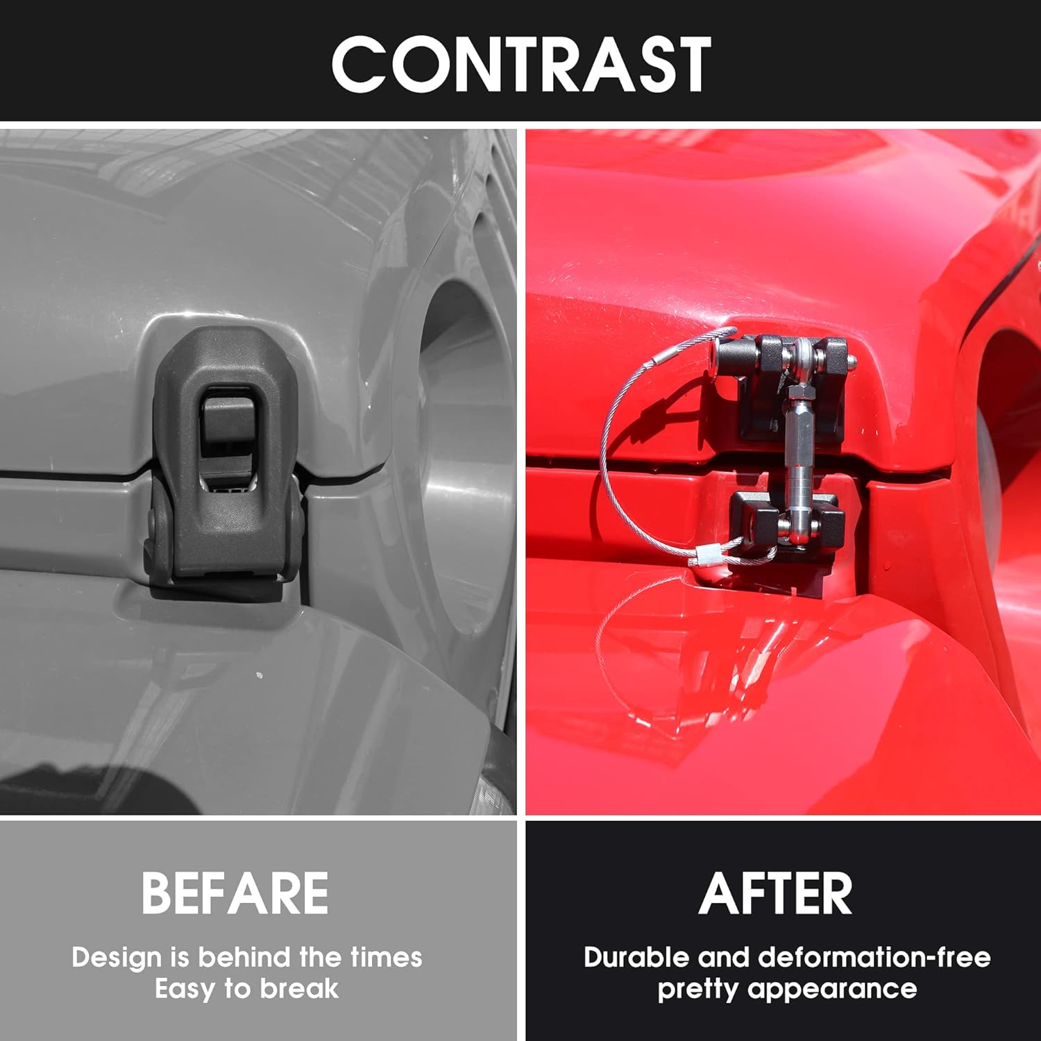 BESTAOO Hood Latches for 2018-2022 Jeep Wrangler JL JLU & Gladiator JT, Anti-Theft Aluminum Hood Lock Catch Latches Kit, Eliminates Hood Flutter, 1 Pair