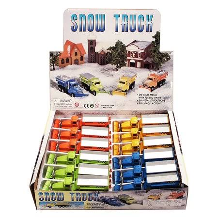 Snow Plow Truck Diecast Car Package - Box of 12 5.75 inch Scale Diecast Model Cars, Assorted Colors