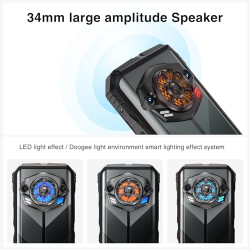 DOOGEE S Punk Rugged Smartphone Unlocked, 10800mAh Battery Rugged Phone, 16GB+256GB Cell Phone Android 14, 126dB Speaker, 6.58" FHD+90Hz,50MP+16MP,LED Light/Dual SIM/NFC/OTG/Face ID/Fingerprint, Dark