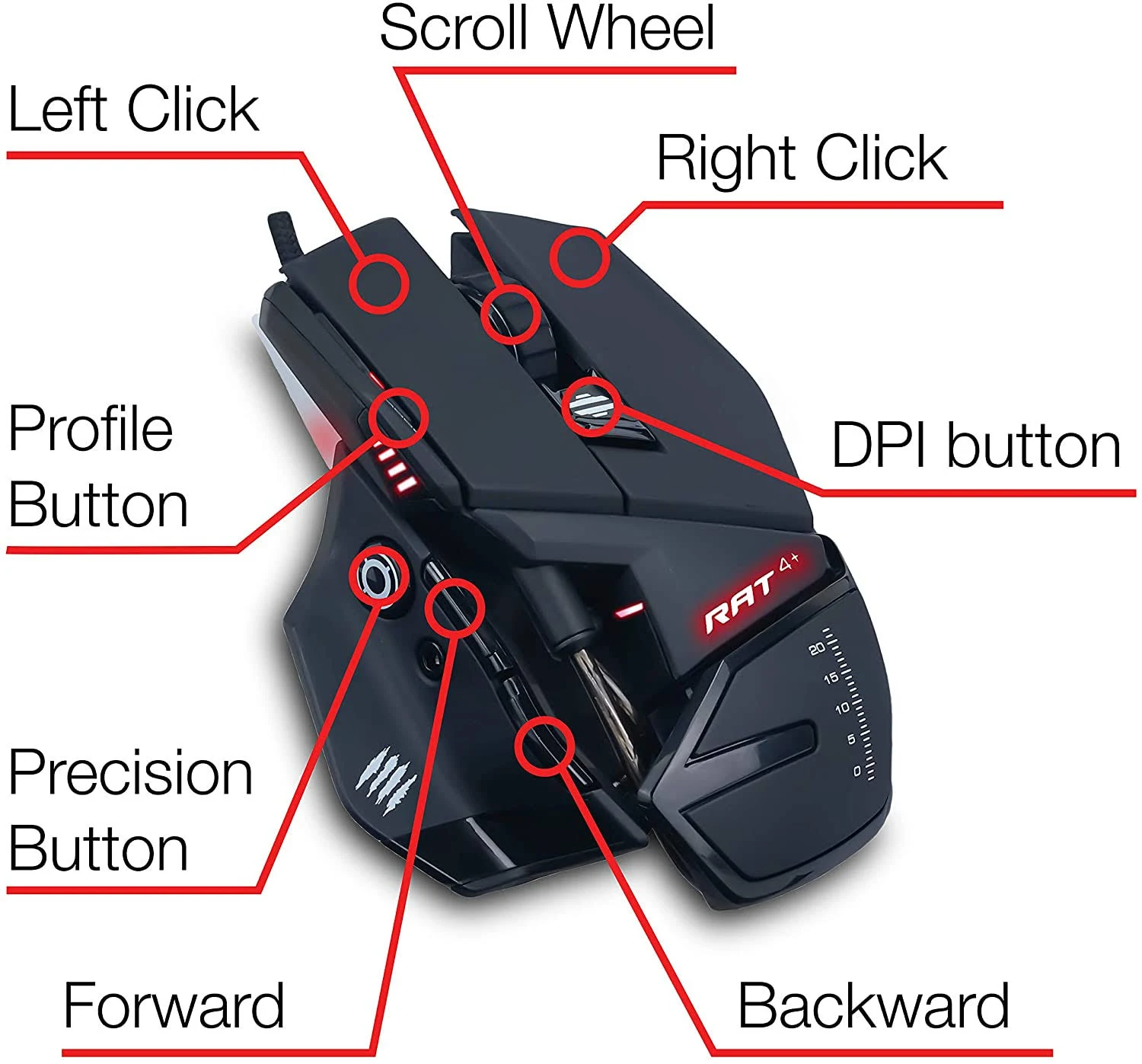 Mad Catz The Authentic R.A.T. 4+ Optical Gaming Mouse, Black
