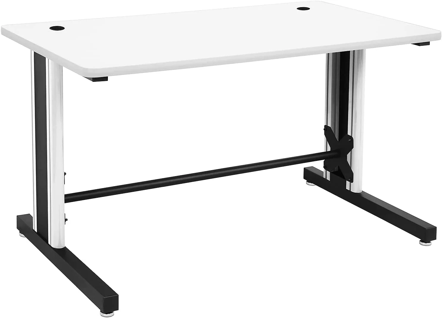 Computer Desk, Gaming Desk 25" X 58" Student PC Desk Office Desk Extra Large Modern Ergonomic Gaming Table Workstation - Black And White Frame - White Top