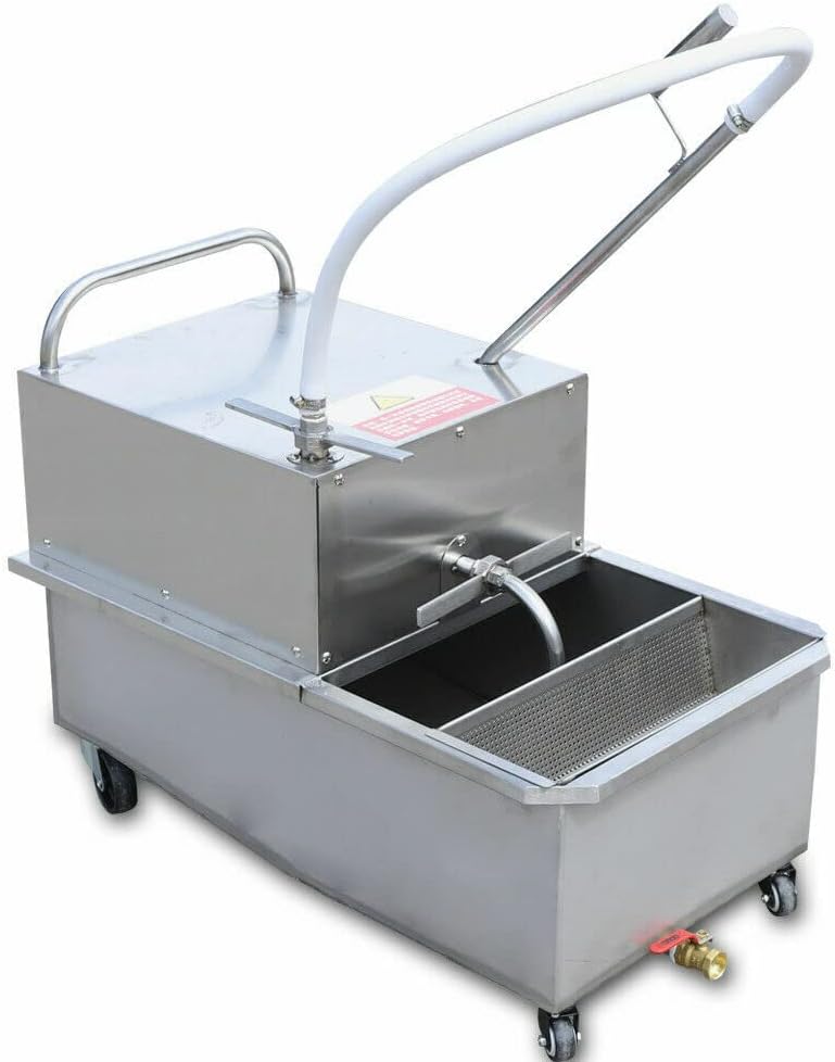 Fryer Oil Filter, 55L Large Capacity Commercial Fryer Oil Filter Cart Machine With Oil Unloading Valve, Portable Kitchen Oil Filter System With Universal Casters For Fried Food Production