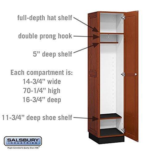 Salsbury Industries 11168MED 1 Wide Solid Oak Executive Wood Locker Single Tier - Medium Oak