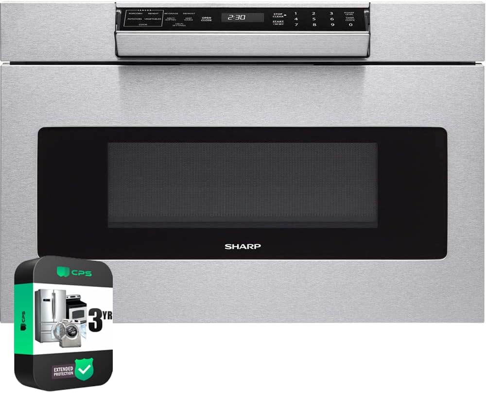 SHARP SMD3070ASY 30 inch 1.2 cu. ft. 950W Stainless Steel Microwave Drawer Oven Bundle with 3 YR CPS Enhanced Protection Pack (E93SHSMD3070ASY)