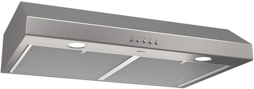 Broan-NuTone BCSQ130SS Three-Speed Glacier Under-Cabinet Range Hood with LED Lights ADA Capable, 1.5 Sones, 375 Max Blower CFM, 30", Stainless Steel