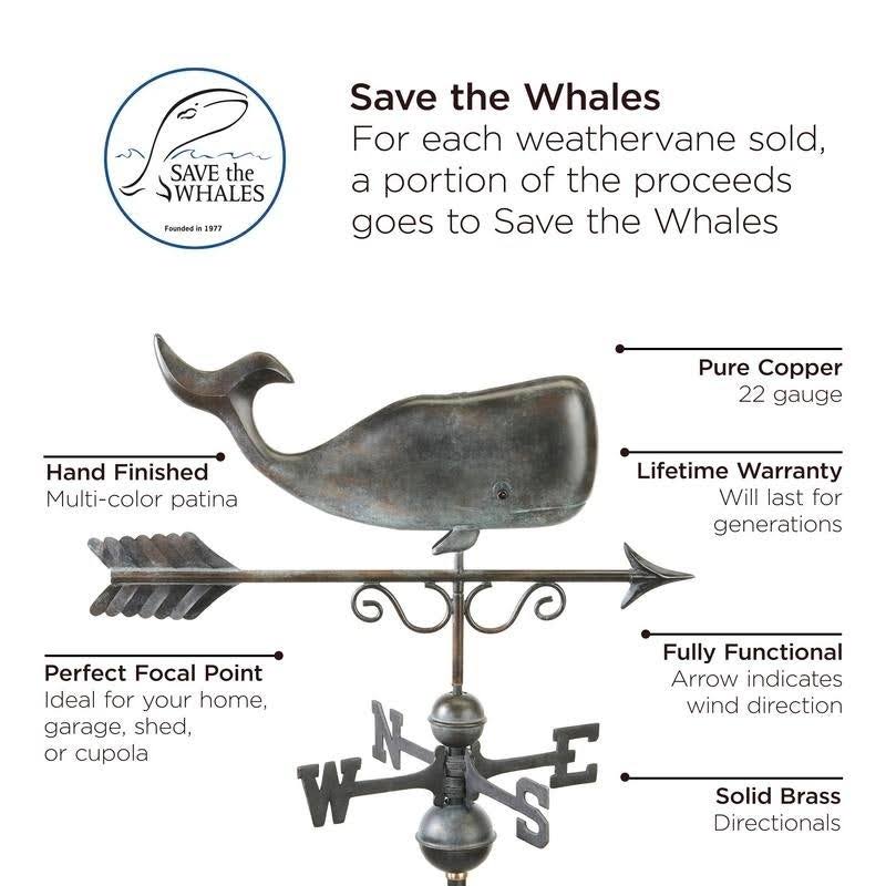 Good Directions Pure Copper Save The Whales Weathervane