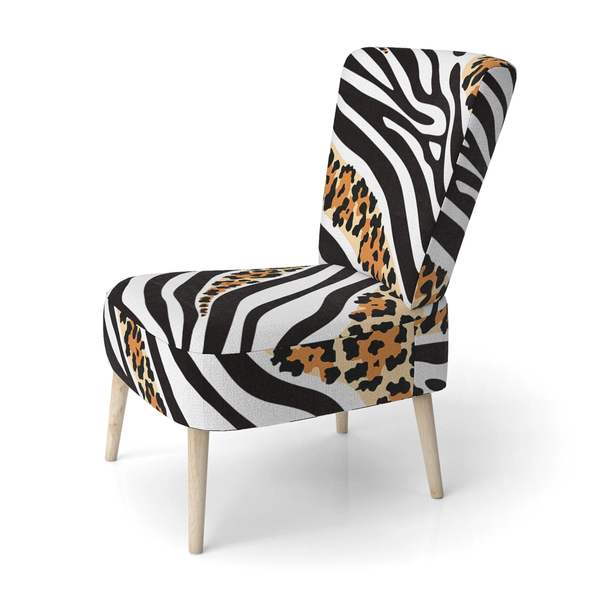 Designart "Zebra and Leopard Mix Pattern III" Upholstered Cabin & Lodge Accent Chair and Arm Chair