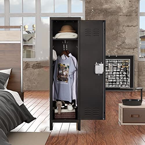 Metal Storage Cabinet, Storage Locker Employees Locker with 4 Doors, 55" Height Steel Cabinet with Lockable Doors, Storage Cabinet with Adjustable Feet for Home Office Gym.