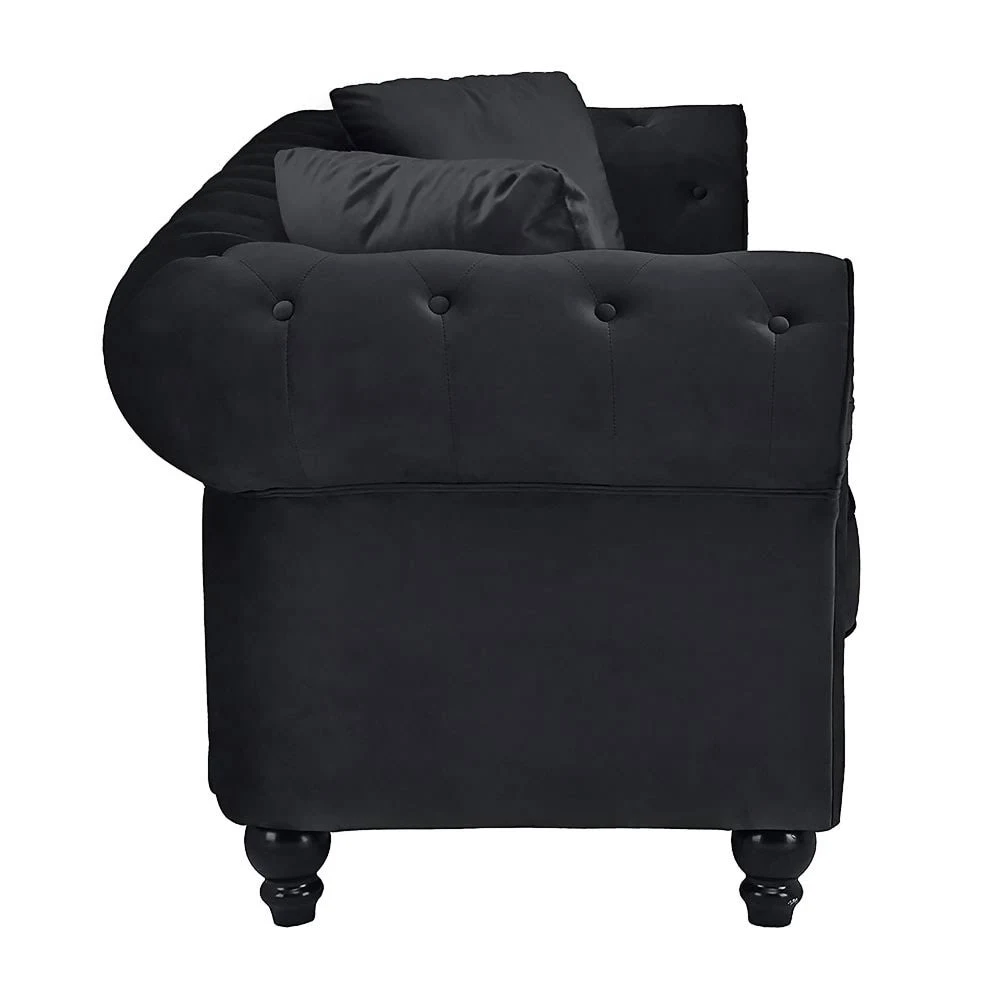 Microfiber Small-Space Chesterfield Sofa (Purple)