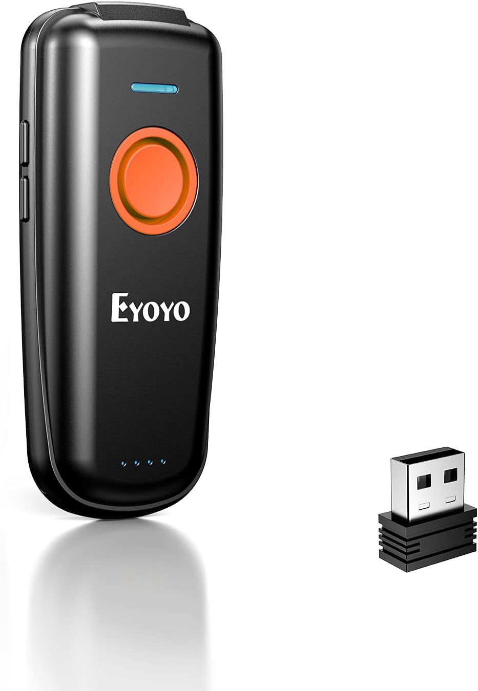 Eyoyo 1D Linear Wireless Barcode Scanner Bluetooth,Fast&Accurate Scanning,Volume Adjust Button,Battery Level Indicator,Mini Portable Pocket Inventory Bar Codes Reader for Computer, Android, iOS Phones