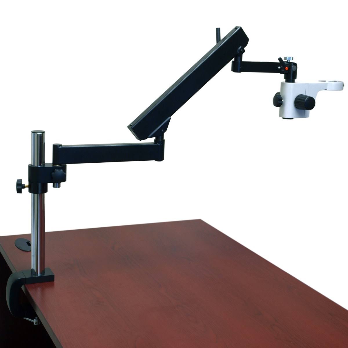 OMAX 7X-45X Zoom Trinocular Stereo Microscope on Articulating Arm Post Stand
