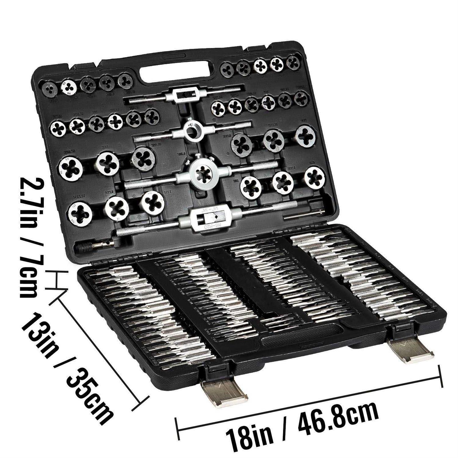 VEVOR 110Pcs Tap and Die Set Include Metric Tap and Die Set M2-M18 Tungsten Steel Titanium Tap &amp; Die Sets with Storage case Large Tap and Die Set 110JSZBYTZ0000001V0 - Shop Hardware Tools Online Store