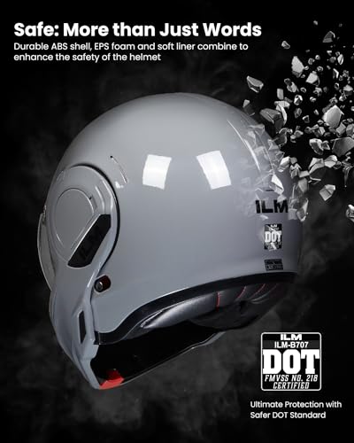 ILM Vintage Full Face Modular Motorcycle Helmet for Adults Men ATV UTV Snowmobile with 180° Reversible Chin Guard DOT Model-B707(Matte Black, L)