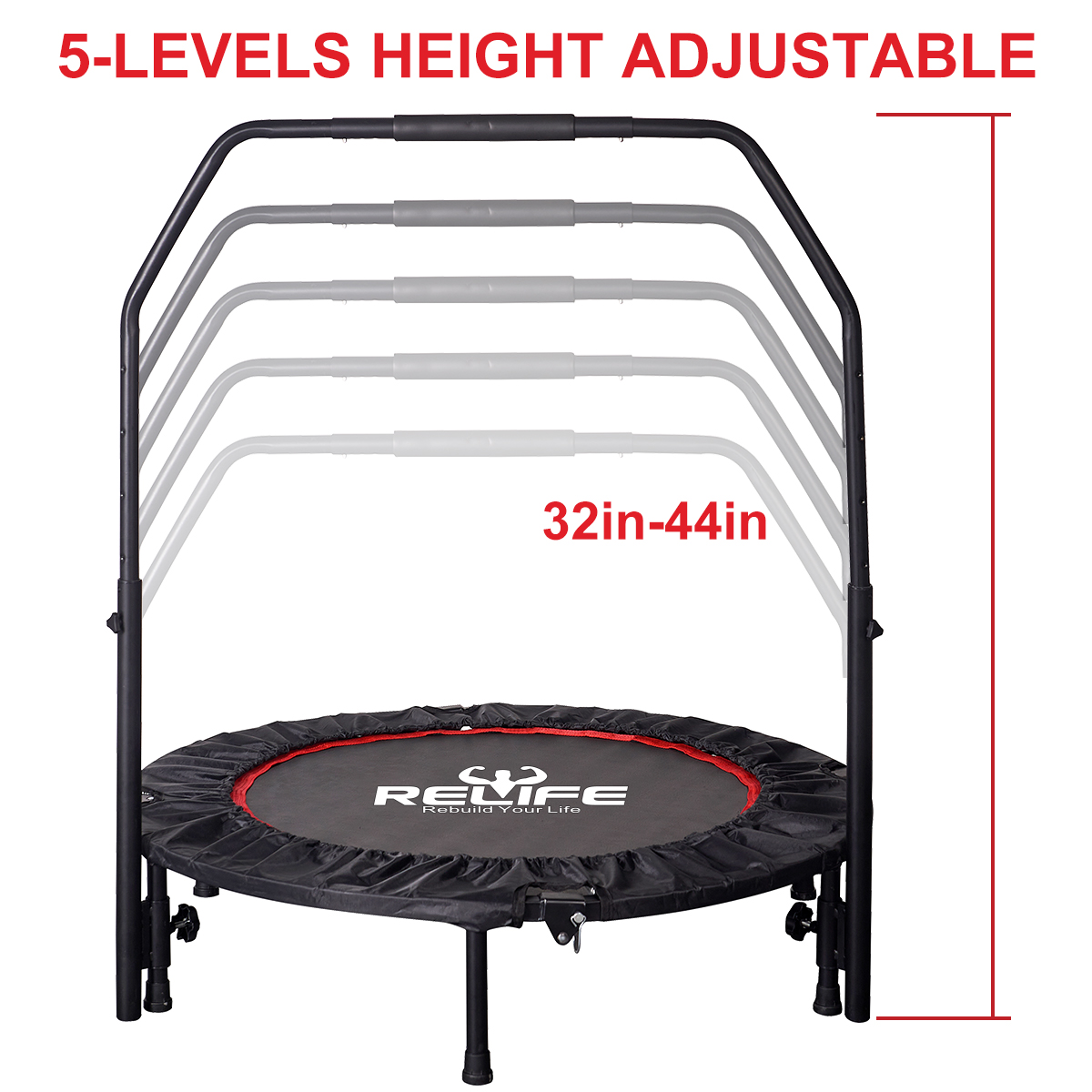 RELIFE REBUILD YOUR LIFE 48" Mini Trampoline Foldable Exercise Trampoline Workout Rebounder for Adult Indoor Fitness