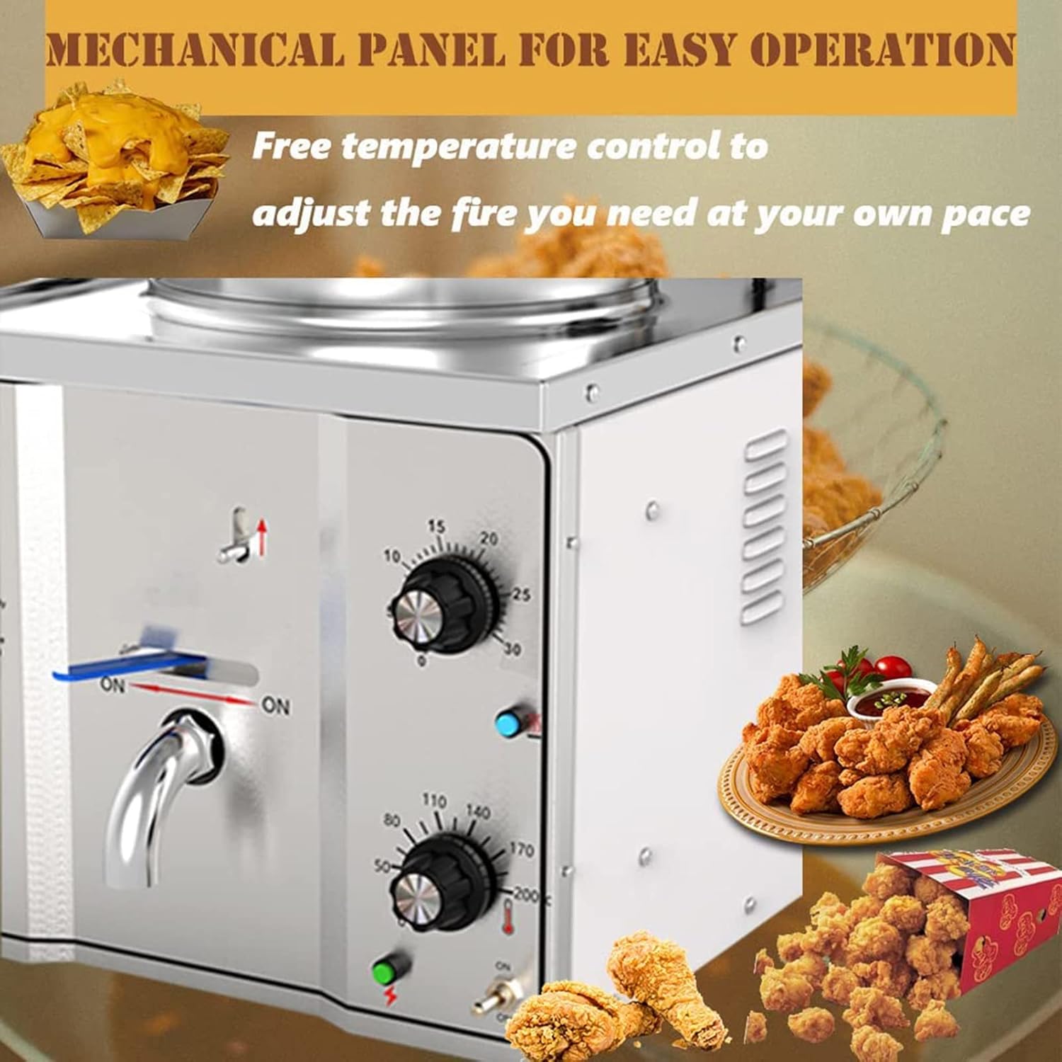 16L Electric Countertop Pressure Fryer 304 Stainless Commercial Electric Countertop Pressure Fryer Chicken Fish Pressure Fryer Machine With Large Oil Tank For Restaurant Snack Shops 2400W, 20240301