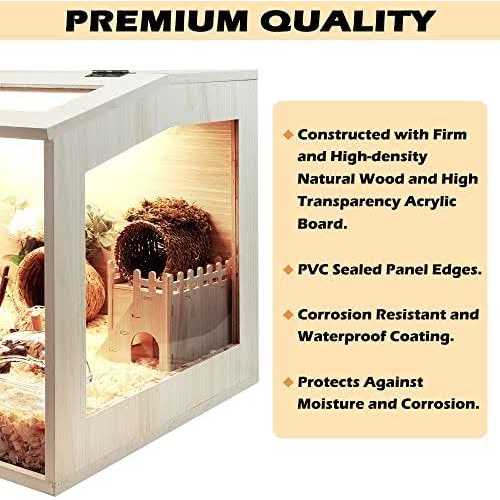 Prolee Hamster Cage Wooden Mice and Rat Habitat Openable Top with Acrylic Sheets Solid Built - Pet Supplies online store