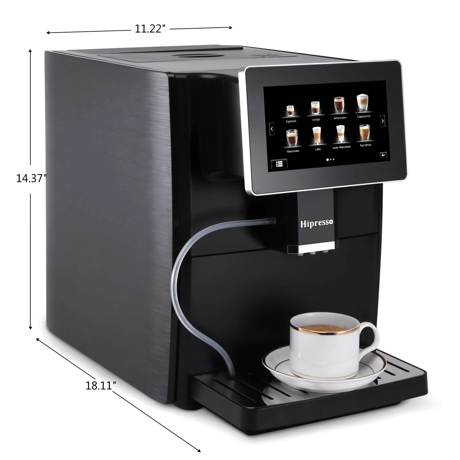 Hipresso Programmable Super-automatic Espresso Coffee Machine with Large 7 inches HD TFT Display