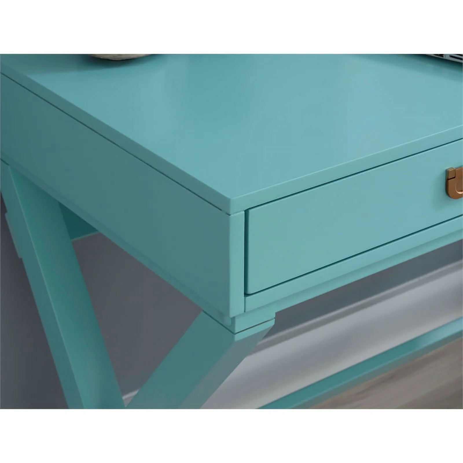 Linon Peggy Wood Two Drawer Writing Desk in Blue