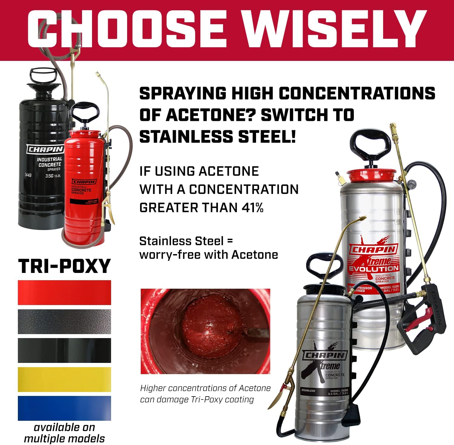 Chapin International 1979 Industrial Concrete Open Head Sprayer with Filter, 3.5-Gallon, Silver