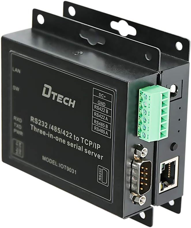 DTECH Serial to Ethernet Converter Adapter RS232 RS422 RS485 to TCP IP Device Server Supports DHCP DNS Modbus RTU/TCP 10/100M Power Over Ethernet POE Pack of 2