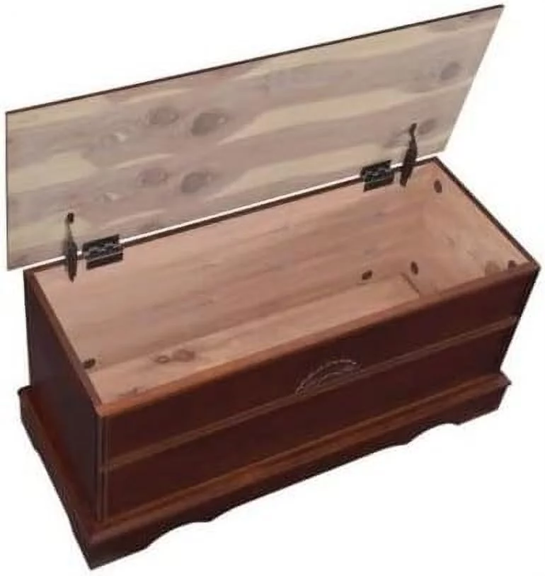 Cedar Lined Wood Storage Blanket Chest Trunk, In Warm Brown