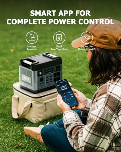OUKITEL P2001 Plus 2400W Solar Generator with 200W Solar Panel, 2048Wh Solar power station with 4 AC Outlets (5000W Peak), 1.5H Full Charging, APP Control Battery Backup for Home, Camping & RVs