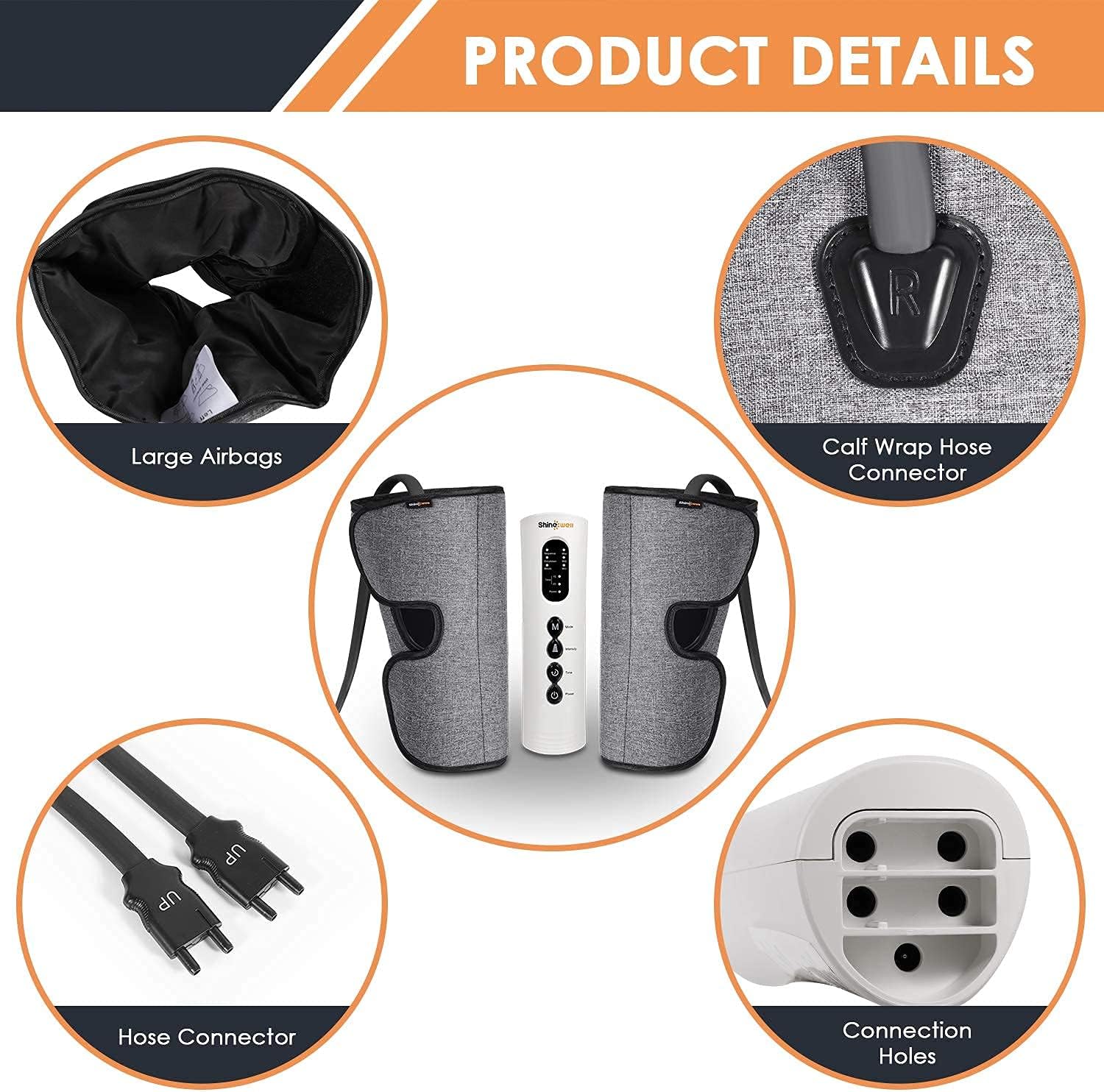 SHINE WELL Leg Massager for Circulation, Leg Compression Massager for Calf Foot and Arms, Calf Massager with 3 Modes 3 Intensities 2 Timing, Helpful for Restless Legs Syndrome Relief, Pain Relief