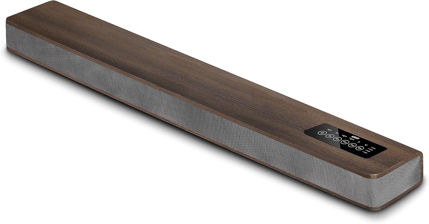 KEiiD Sound Bar for TV 2.1 CH Wooden Soundbar with Built-in Subwoofer, Bluetooth HDMI(ARC)/ Optical/Coaxial/RCA Connection, 4 EQ Modes Optional for Home Theater TV Speakers