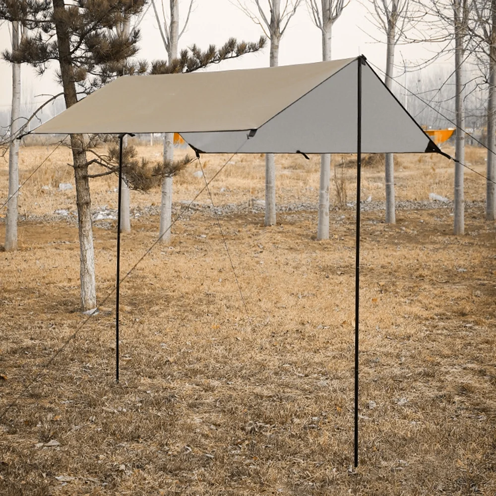 Carevas Camping Awning with Poles Waterproof Protection Sun Shade Outdoor Camping Hiking Backpacking Tarp Rain Fly
