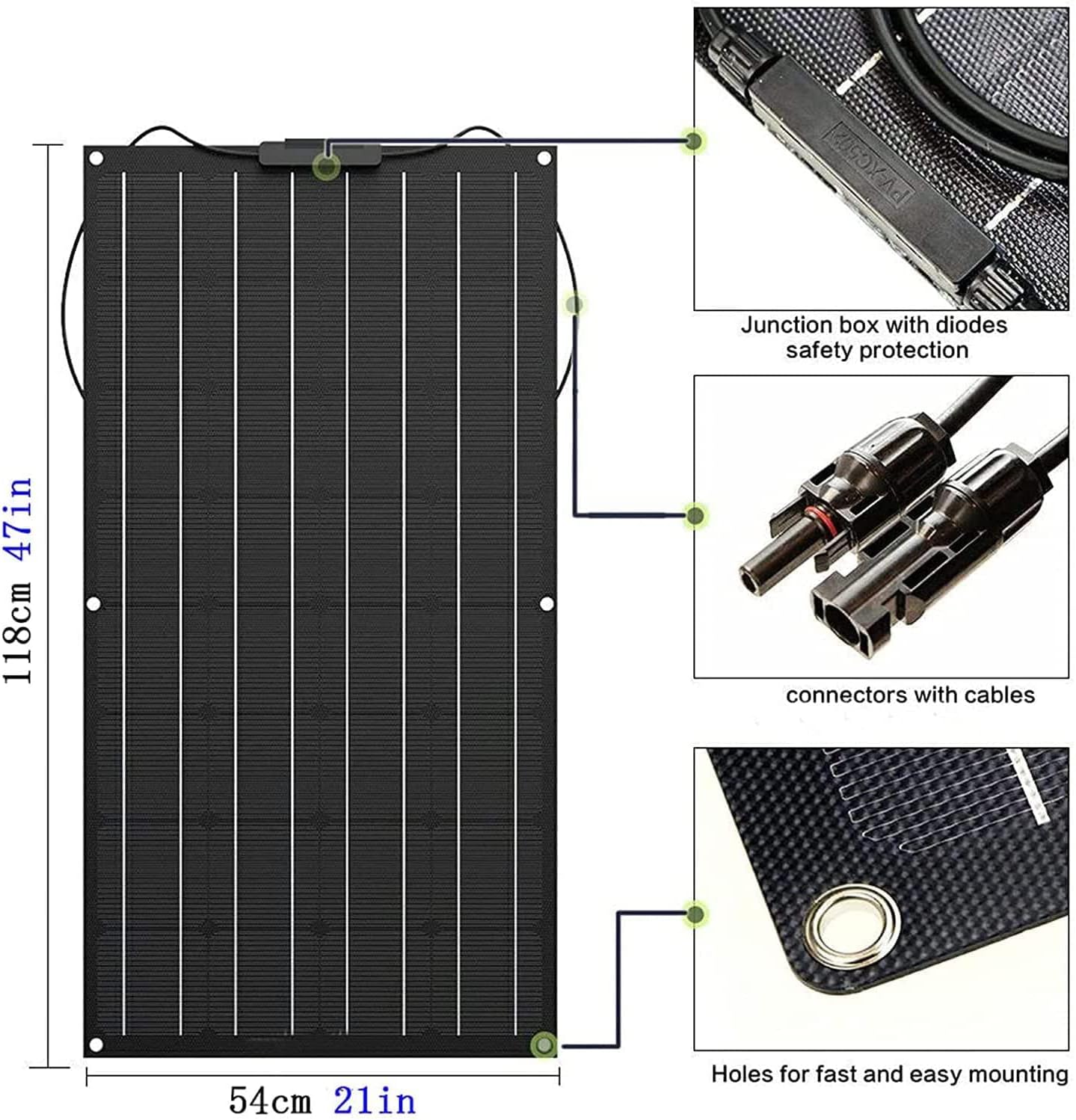 Solar Panel 600W 2X 300W PET Flexible Solar Panel Portable Mono Solar Battery Charger with Controller for Car Yacht Battery Boat,with 40A Controller …