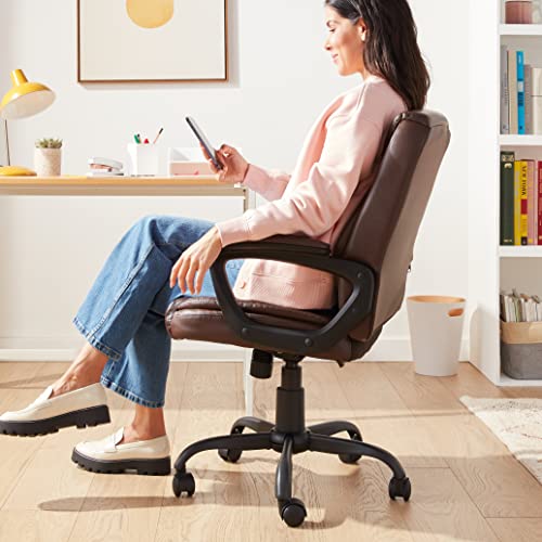 Amazon Basics Classic Puresoft PU Padded Mid-Back Height Adjustable Office Computer Desk Chair with Armrest, 26"D x 23.75"W x 42"H, Black