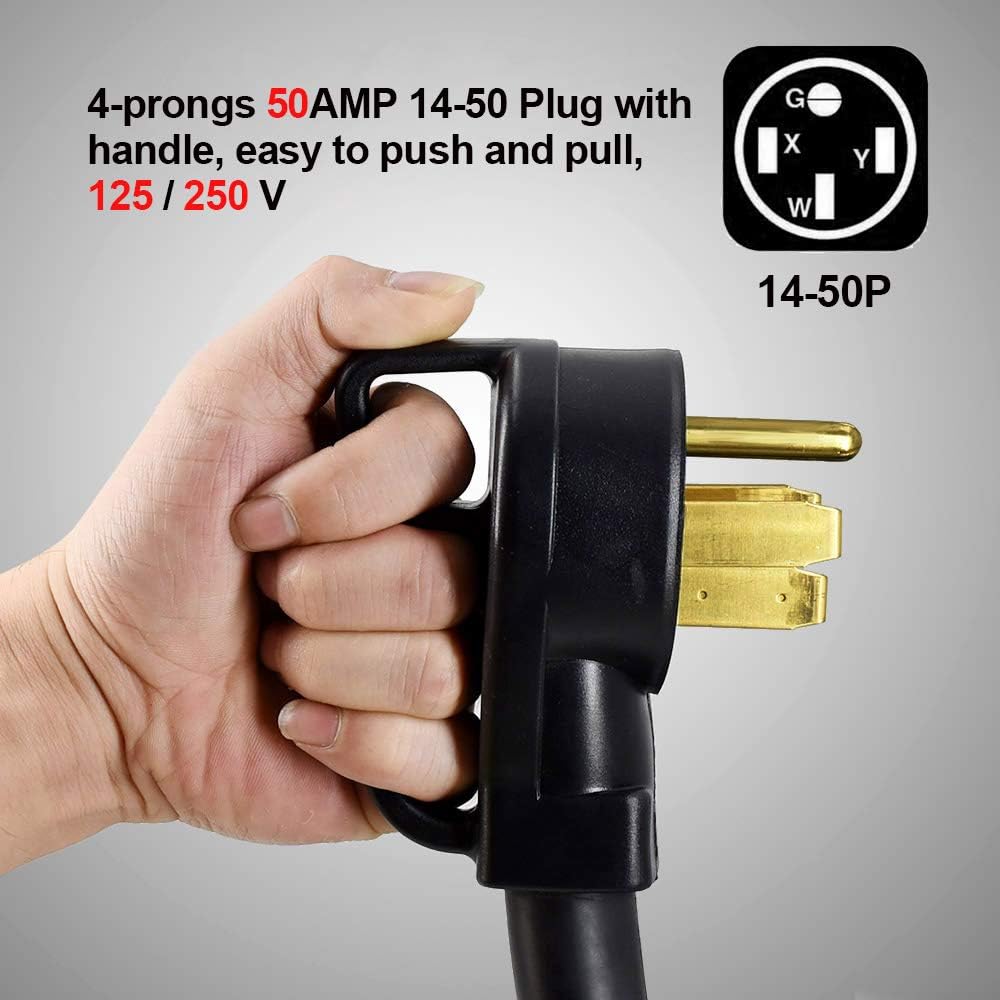 HZXVOGEN Power Extension Cord Welder Extension Adapter 50A 25FT 6-50R Female 6-50P Male Prong Heavy Duty Electric Extension Wire Generator Arc Stick MMA MIG TIG Welding Machine Cable-25FT
