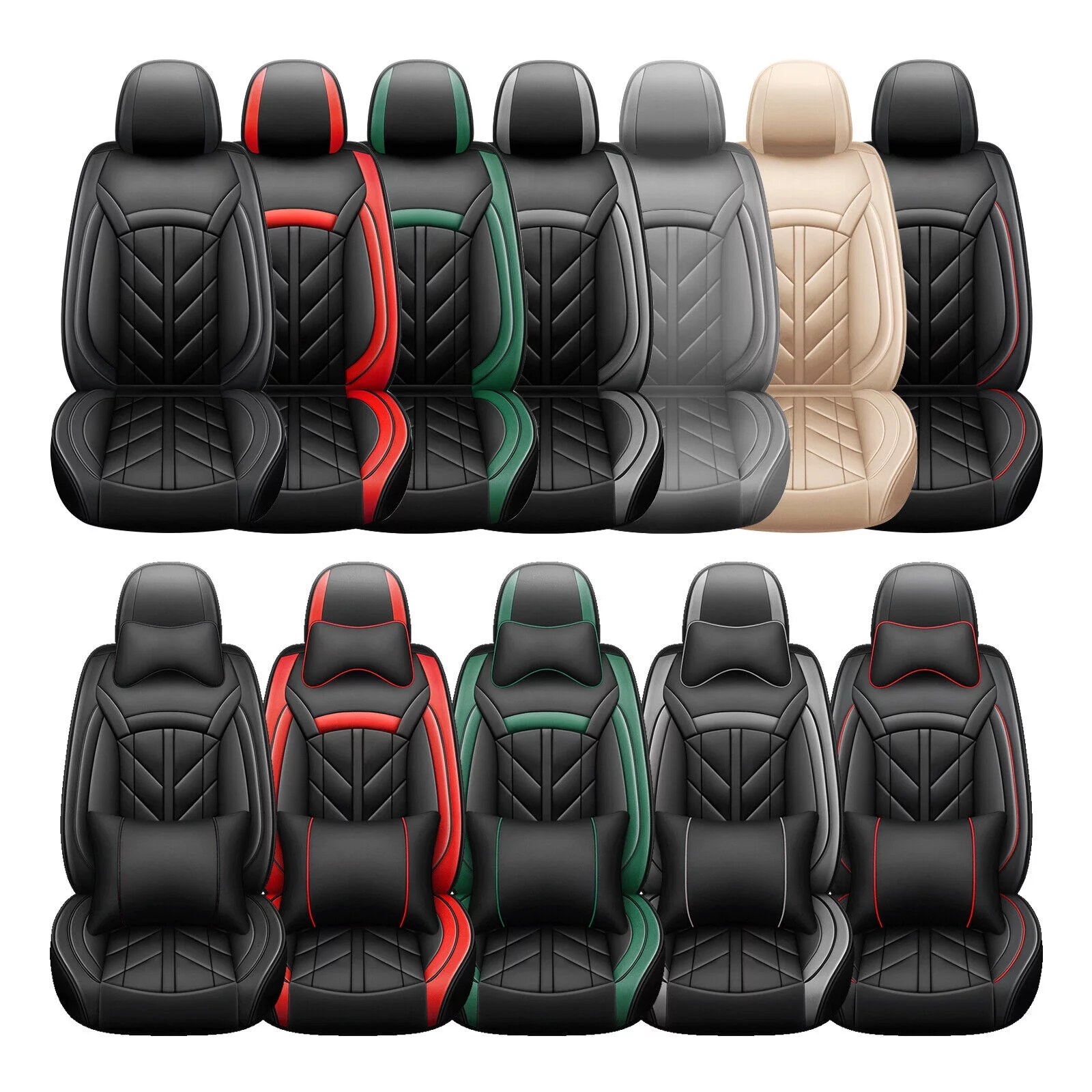 For Honda Car Seat Cover 5 Seats Full Set, Durable Waterproof Seat Protector, Pu Leather Seat Cushion Cover for CR-V/ Civic/ Insight/ Accord/ Crosstour Black - Curated Treasures Market