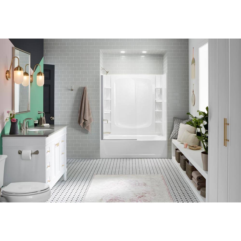 Sterling Store+ 5 ft. Right-Hand Drain Rectangular Alcove Bathtub with Wall Set and 12-Piece Accessory Set in White - Megean