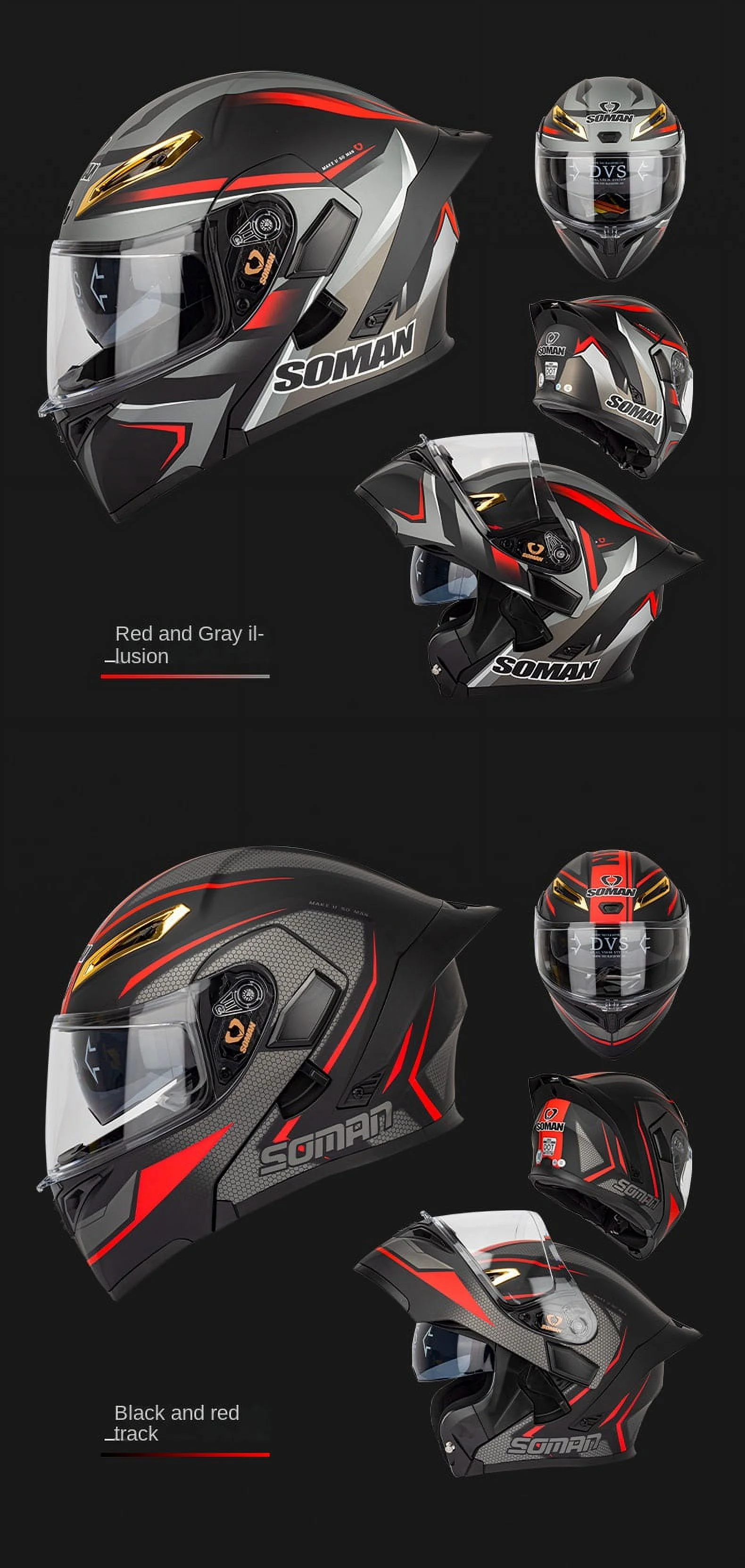 System Helmet Motorcycle Helmet Flip-Up Helmet Full Face Helmet Men Women Full Helmet Sun Visor Black Helmet DOT/ECE Approved Breathable Sun Protection Matte Black - Curated Treasures Market