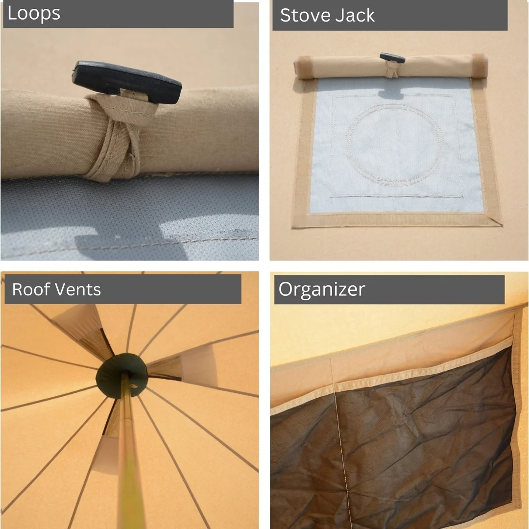 WHITEDUCK Regatta Canvas Bell Tent w/Stove Jack, Sandstone Beige, 13', Water Repellent 4-Season Camp