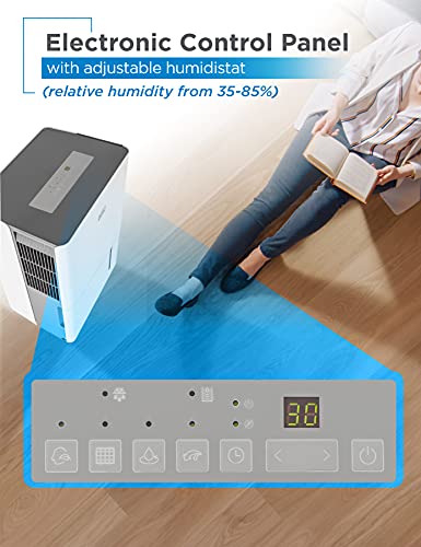 BLACK+DECKER 4500 Sq. Ft. Dehumidifier for Extra Large Spaces and Basements, Energy Star Certified, BDT50WTB,White