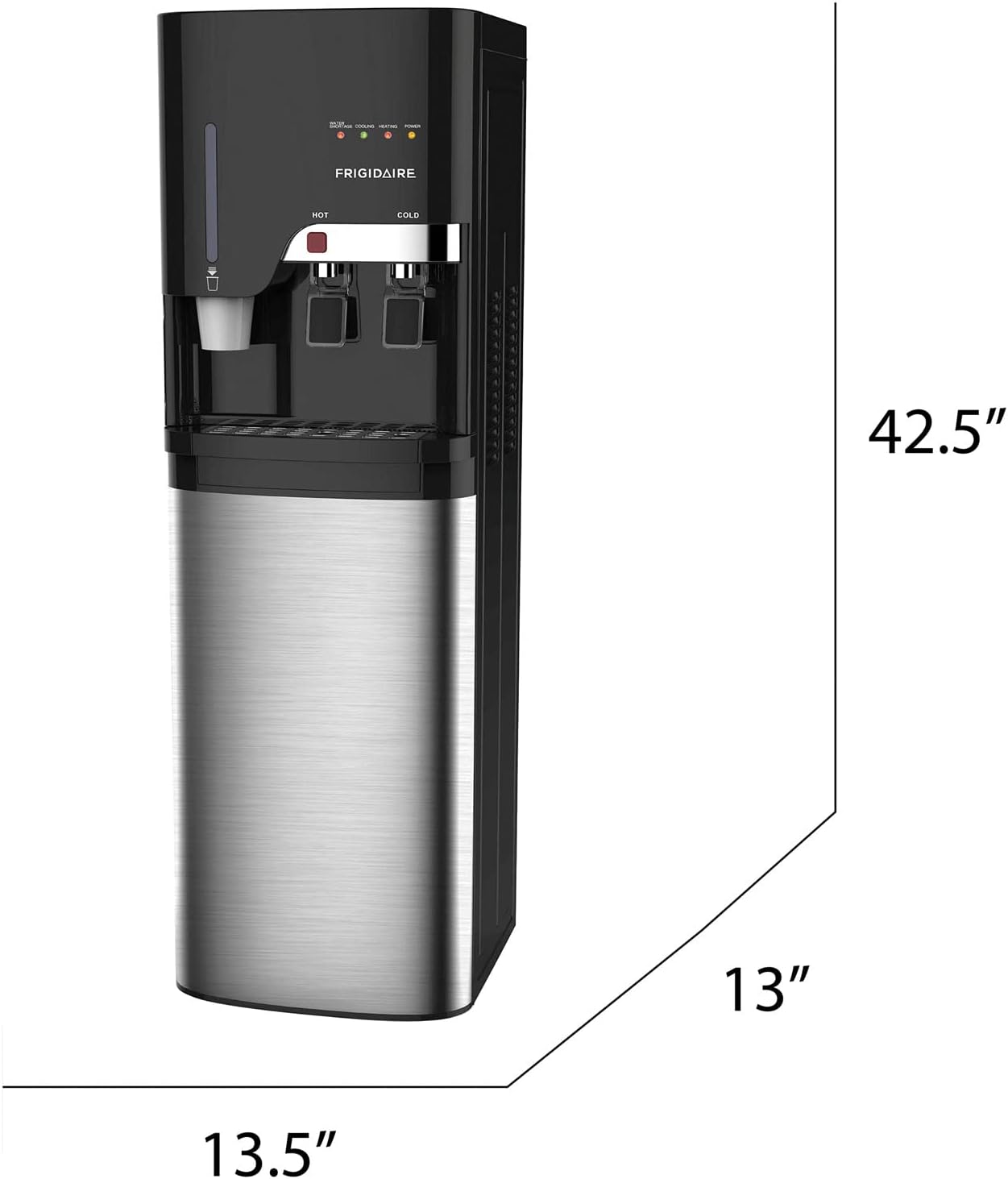 Frigidaire EFWC900 Water Cooler/Dispenser with Cup Storage -2 Temperature Settings - Bottom Loading - Premium Stainless Steel - Child Saftey