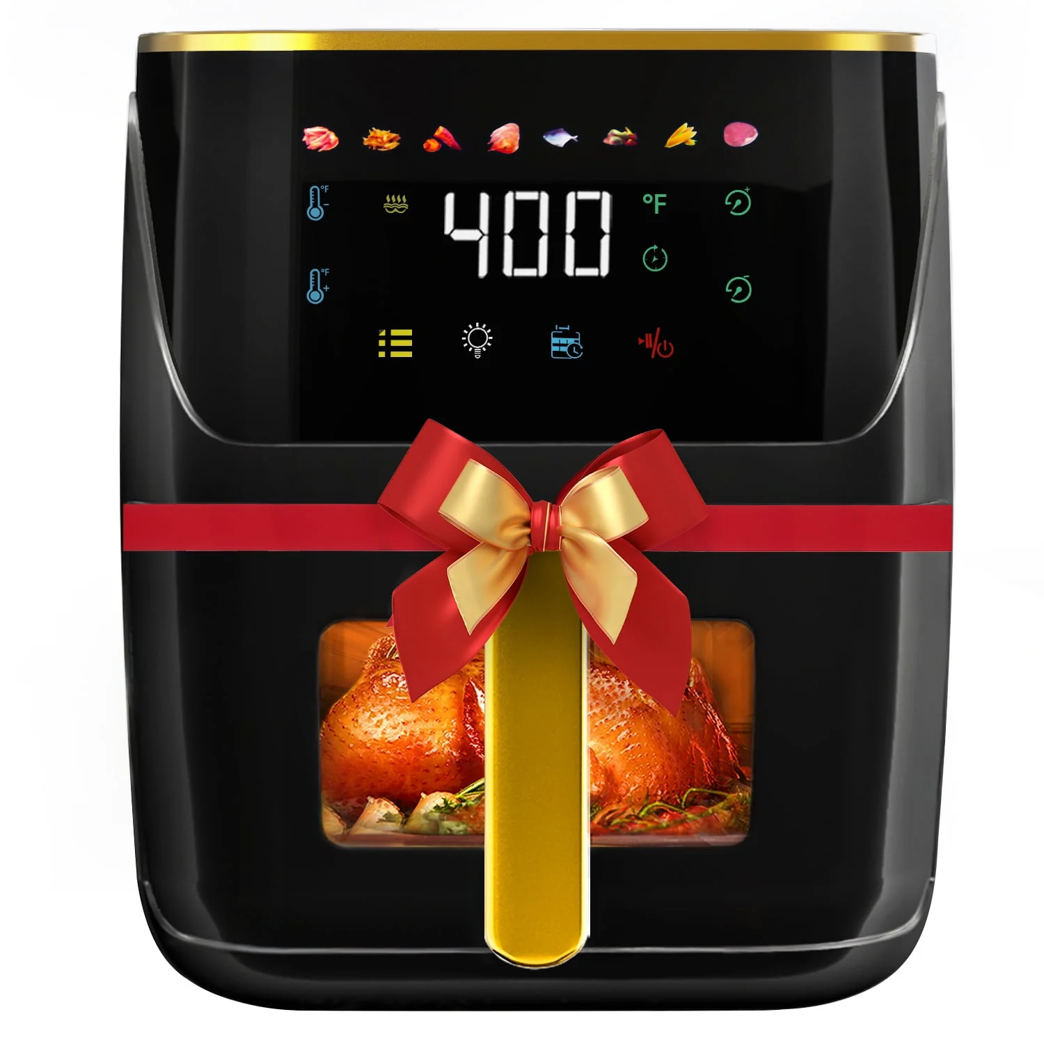 Newest Air Fryer Large 8.5 QT, White, 8 in 1 Touch Screen, Visible Window, 1750W