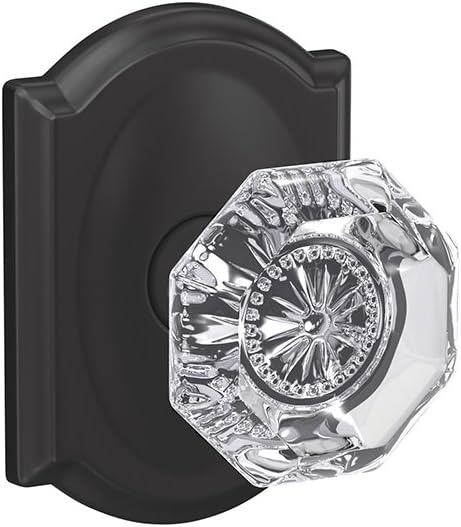 Schlage Custom FC172 ALX 619 CAM Alexandria Non-Turning Glass Knob with Camelot Trim, Satin Nickel Pack of 2