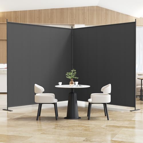 Helios&Hestia 8-Panel 6 ft Tall Indoor Folding Room Divider, Portable Privacy Screen, Freestanding Partition Separator, Temporary Wall Separation for Bedroom, Office, 160" W X 71" H, Dark Grey