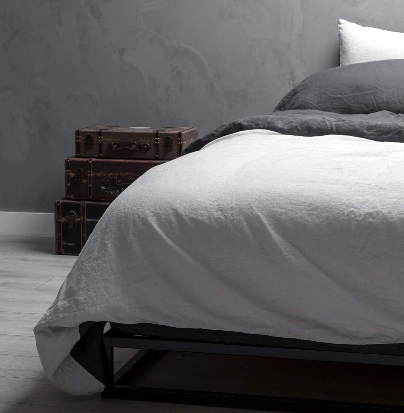 Wooflinen 100% Stone Washed French Linen 6 Piece Bed Duvet Set + Sheet Set - Luxurious Sheets (California King)