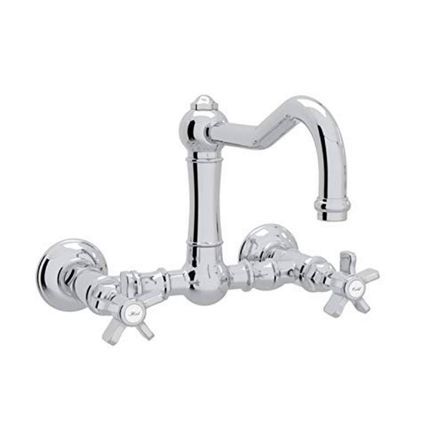 Rohl A1456XAPC-2 Polished Chrome Country Kitchen Wall Mounted Bridge Faucet with Five Spoke Handles